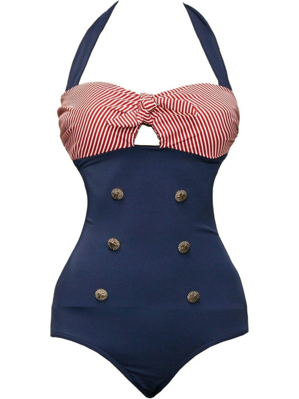 1950s Retro Vintage Push-Up Monokini One-Piece Swimsuit for Women, Beach Ready